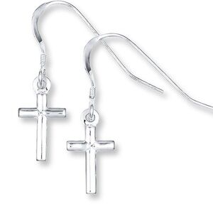 100% solid sterling silver 925 stamped Cross Silver Earrings Dangle
